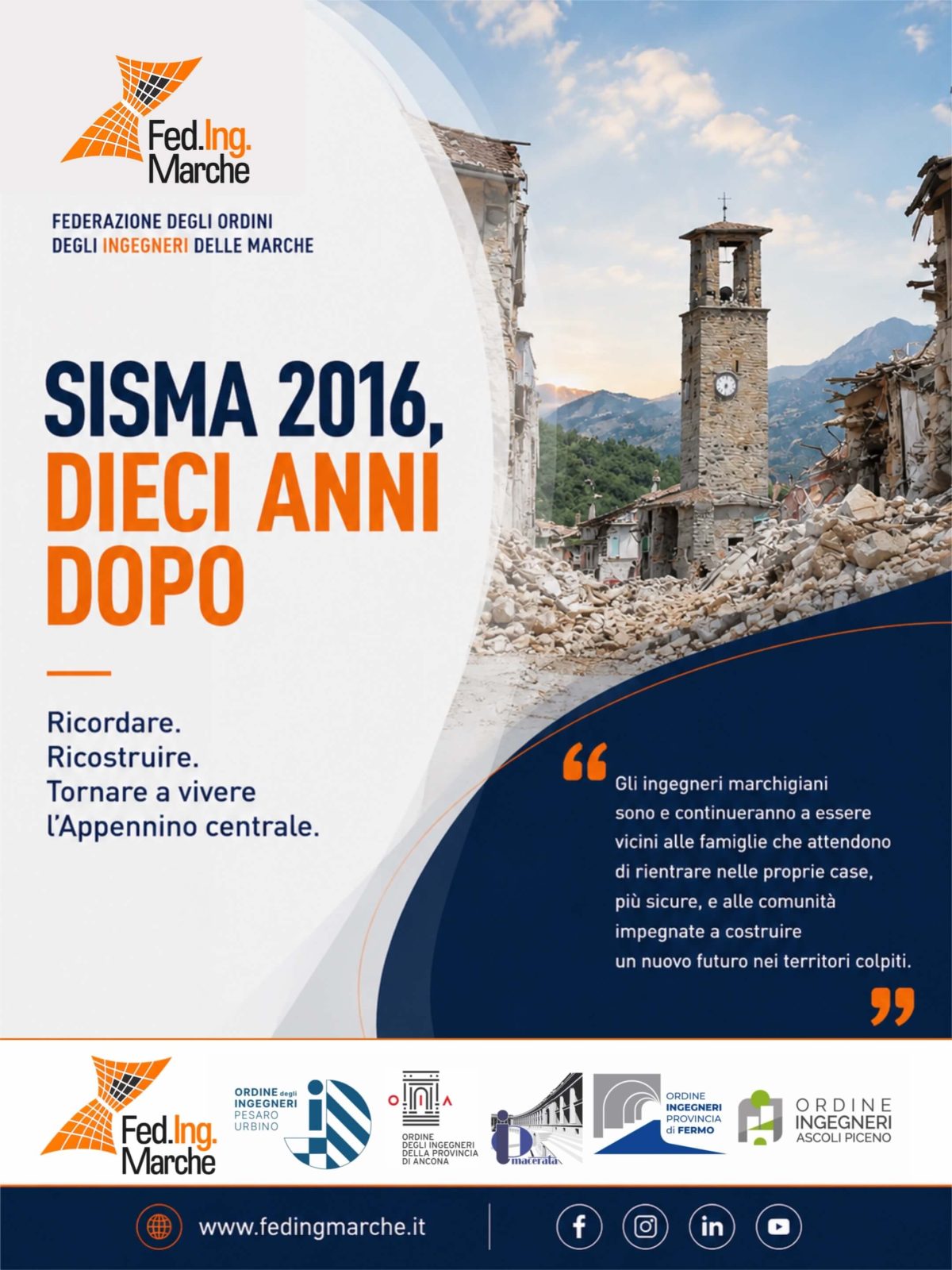 Sisma 2016 dieci anni dopo | Federazione degli Ordini degli Ingegneri delle Marche