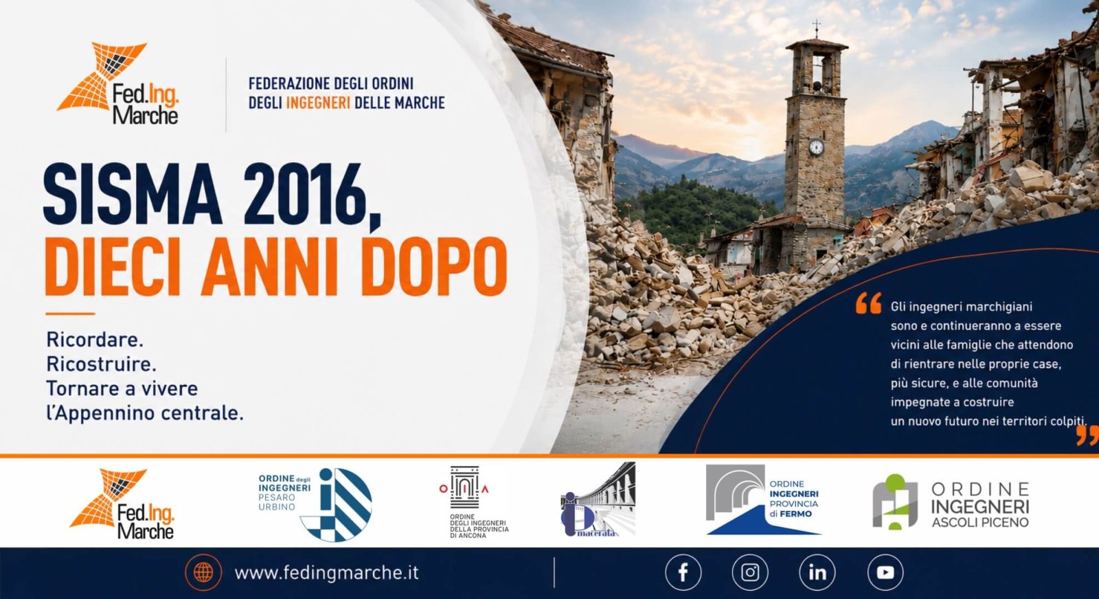 Sisma 2016 dieci anni dopo | Federazione degli Ordini degli Ingegneri delle Marche