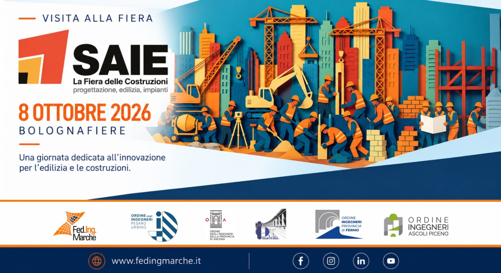 SAIE Bologna 2026 – visita organizzata dalla Federazione degli Ordini degli Ingegneri delle Marche l'8 ottobre 2026